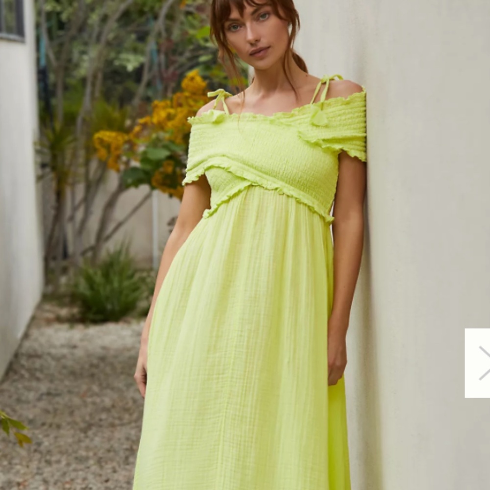 NWOT Anthropologie Smocked Gauze Criss-Cross Dress Size Small